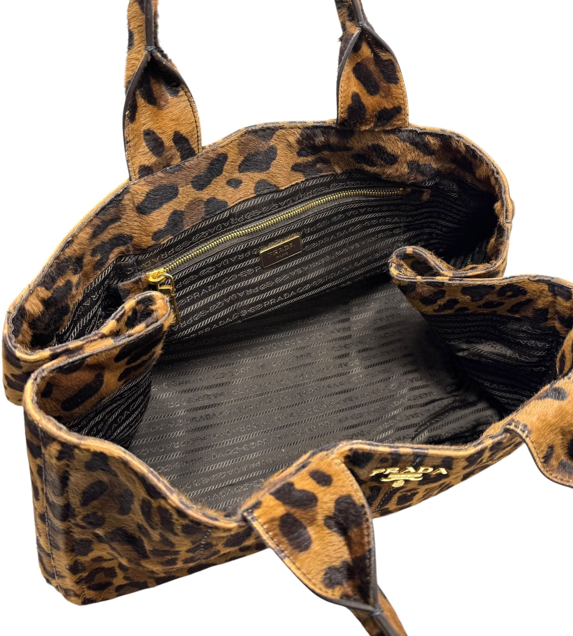 Prada Cheetah Calf-Hair Top Handle Bag