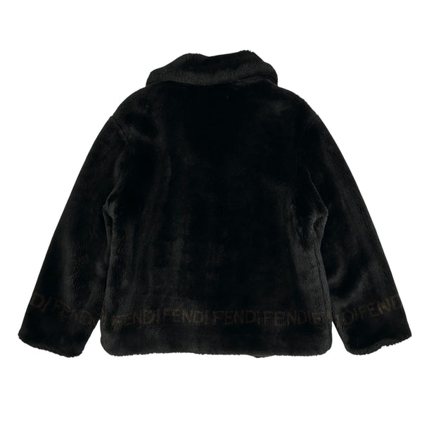 Fendi Black Fur Logo Coat