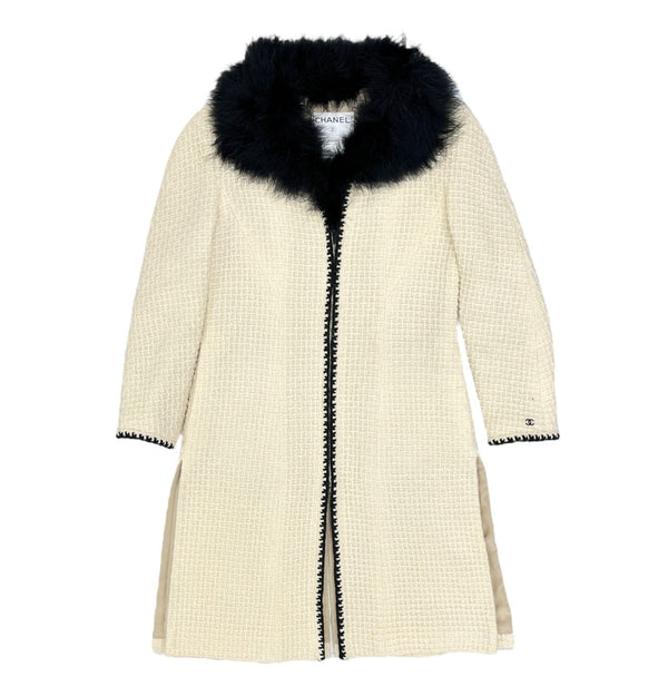 Chanel Long Wool Feather Coat