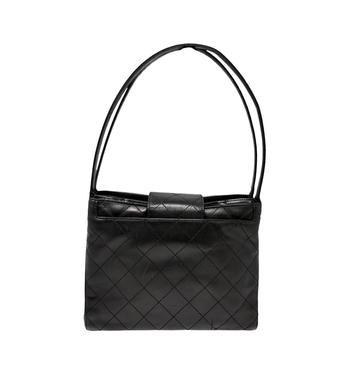 Chanel Black Lambskin Clasp Shoulder Bag