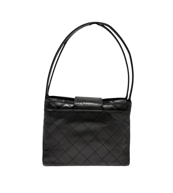 Chanel Black Lambskin Clasp Shoulder Bag