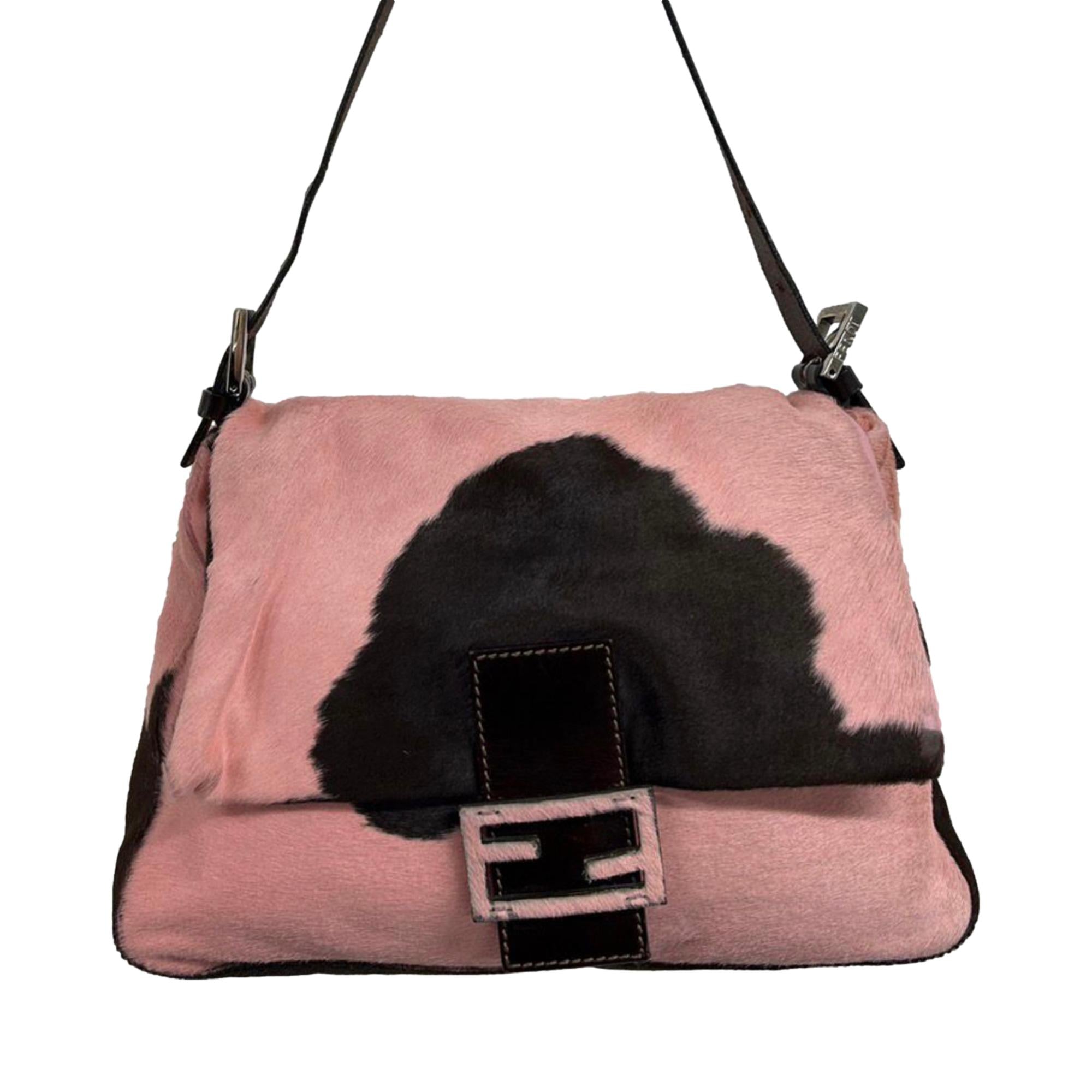 Fendi Pink Cow Print Baguette