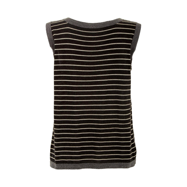 Chanel Gray Striped Heart Logo Tank