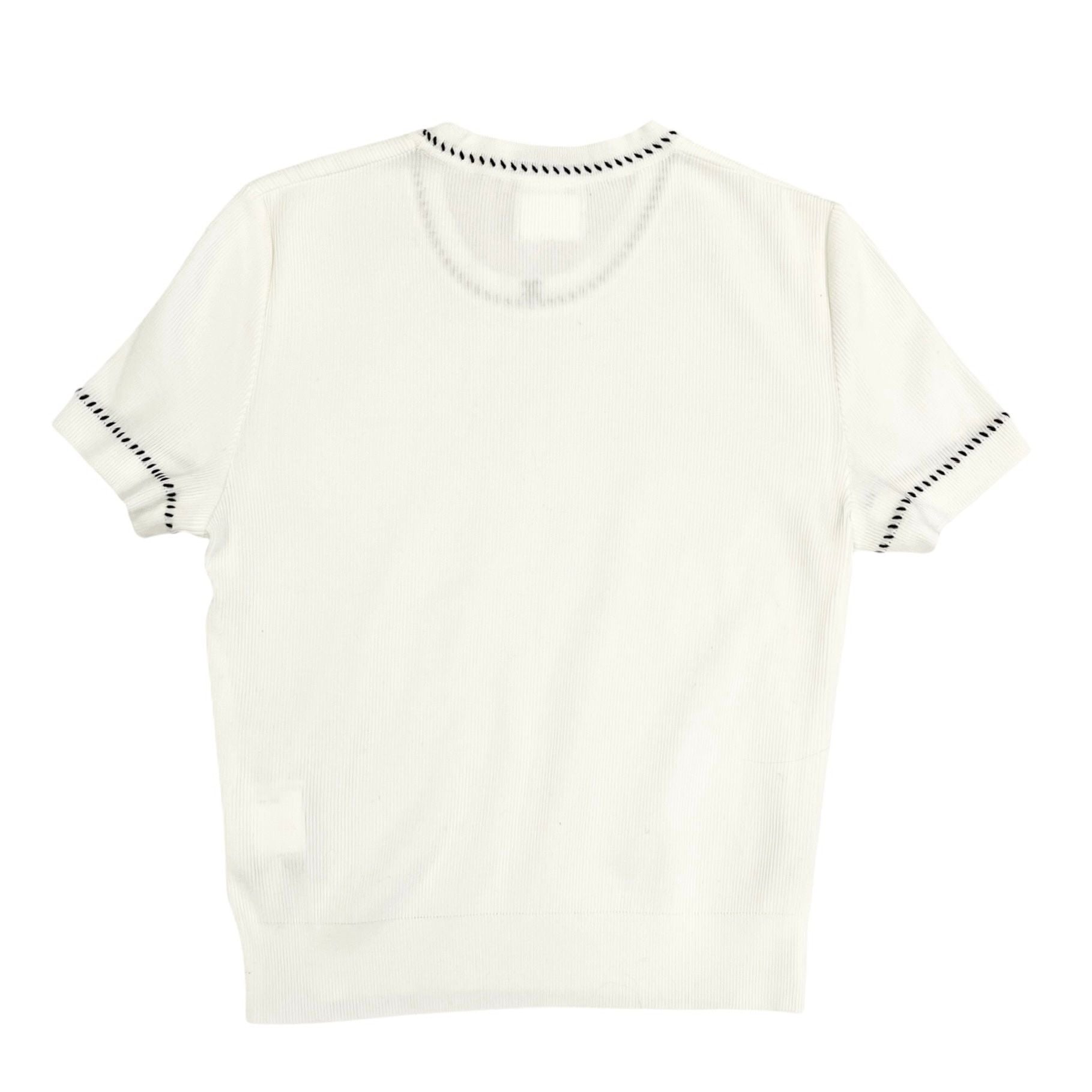 Chanel White Ribbed Logo Top