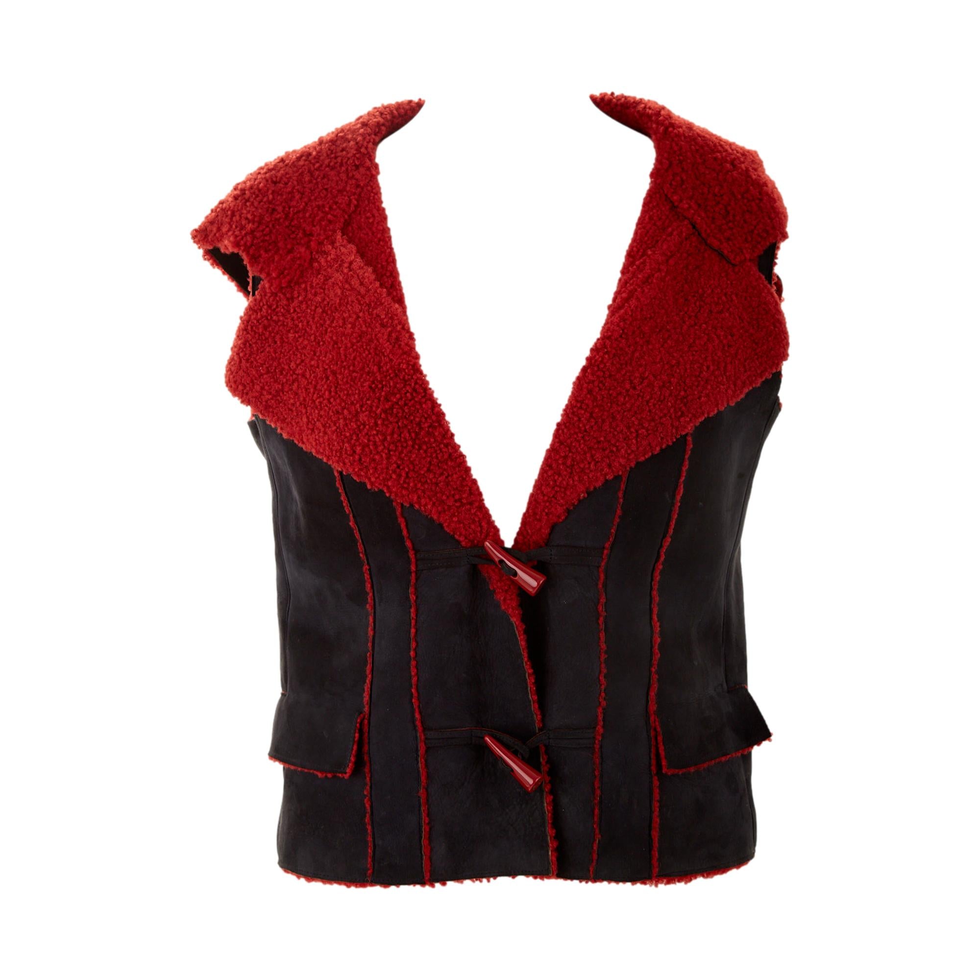 Chanel Suede Shearling Logo Vest