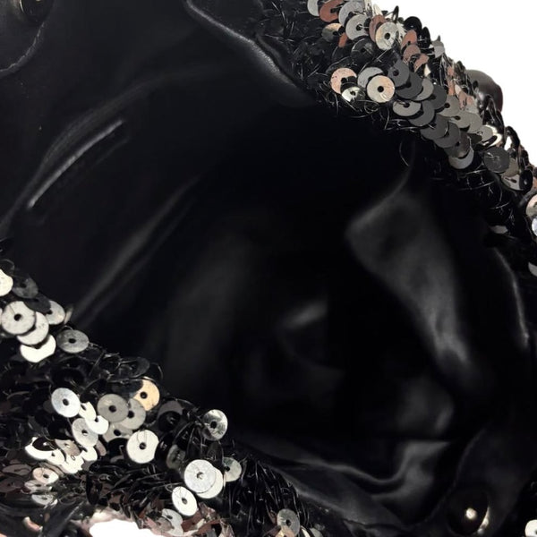 Chanel Black Sequin Shoulder Tote Bag