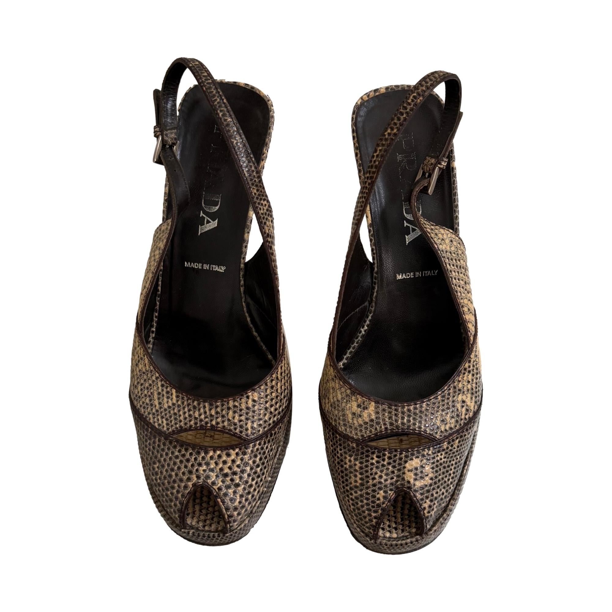 Prada Snake Print Slingback Heels