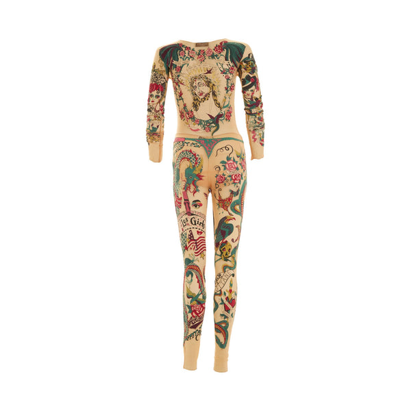 Christian Dior Tattoo Print Bodysuit + Leggings Set