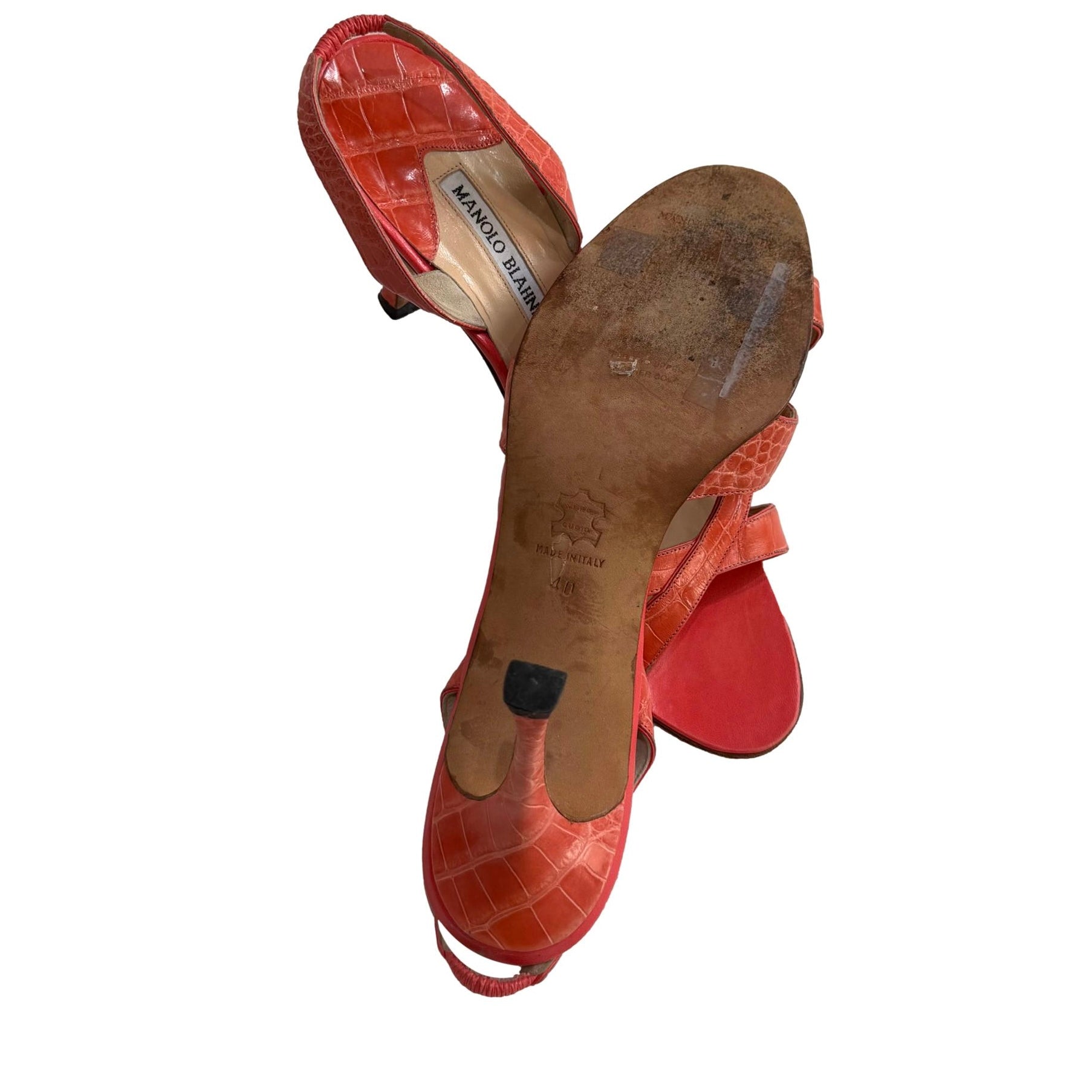 Manolo Blahnik Orange Cross Heels