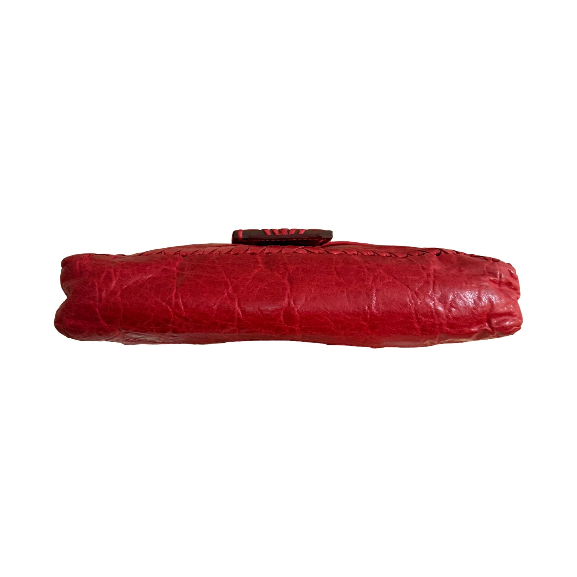 Fendi Red Stitched 2way Baguette