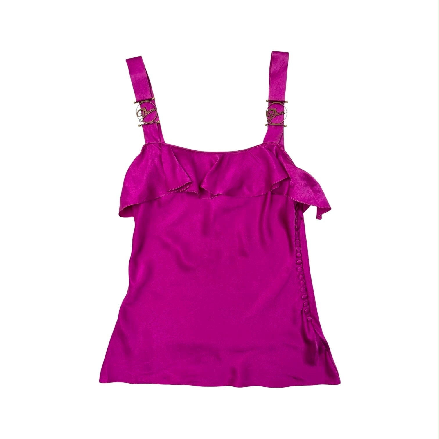 Dior Fuchsia Silk Logo Tank Top