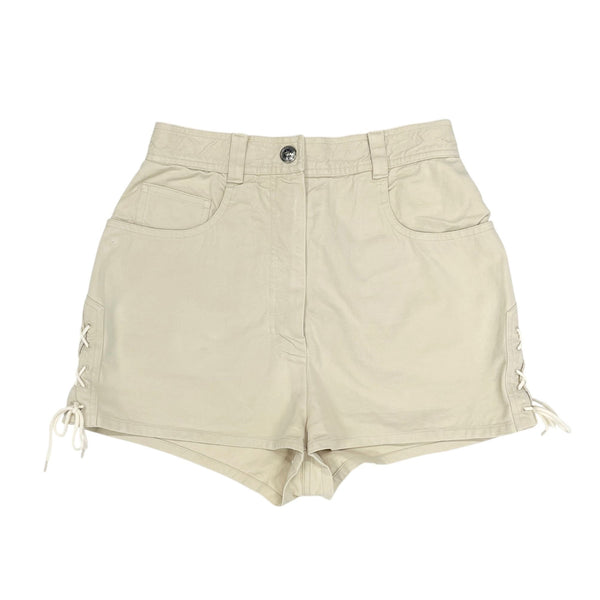 Chanel Ivory Tie-Up Logo Shorts