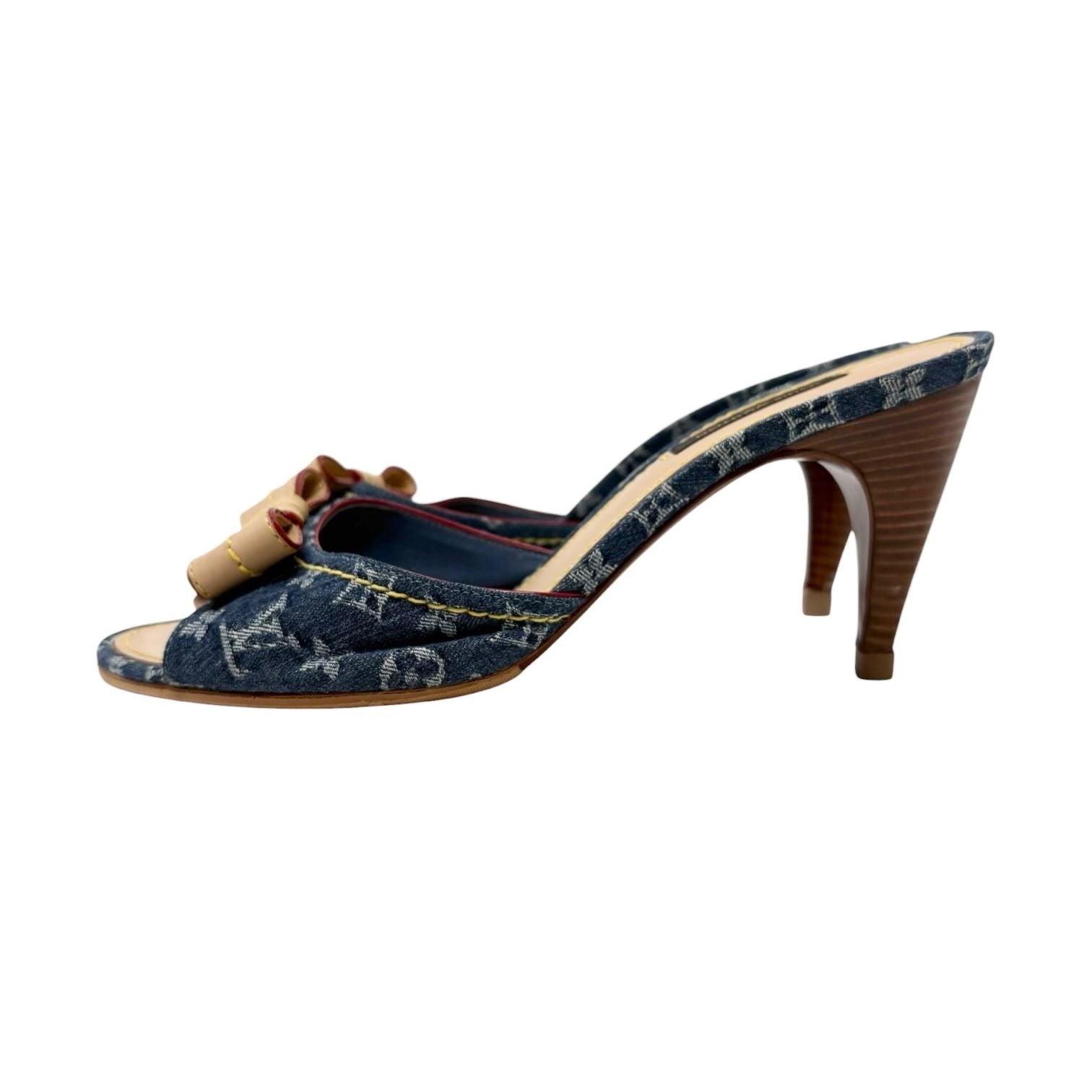 Louis Vuitton Blue Denim Kitten Heels