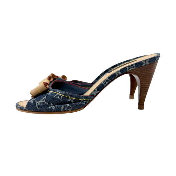 Louis Vuitton Blue Denim Kitten Heels