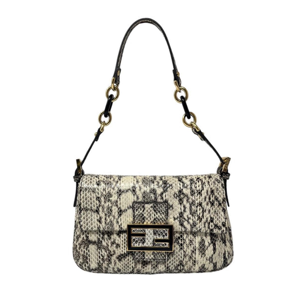 Fendi Grey Snakeskin Mini Mama Baguette Bag