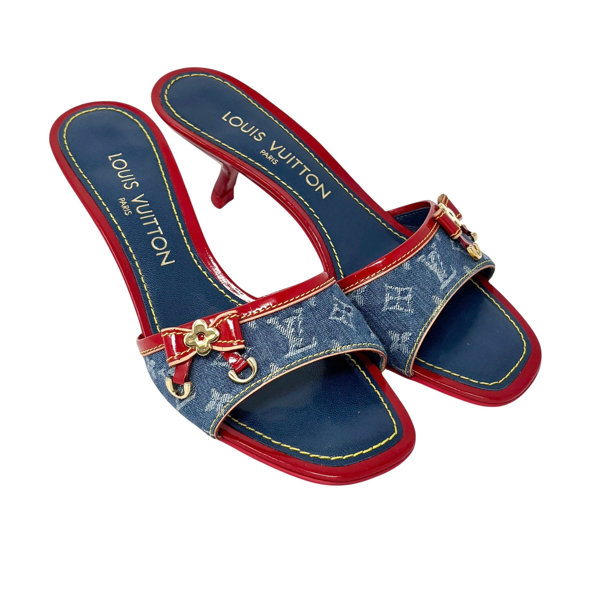 Louis Vuitton Blue Denim Kitten Heels