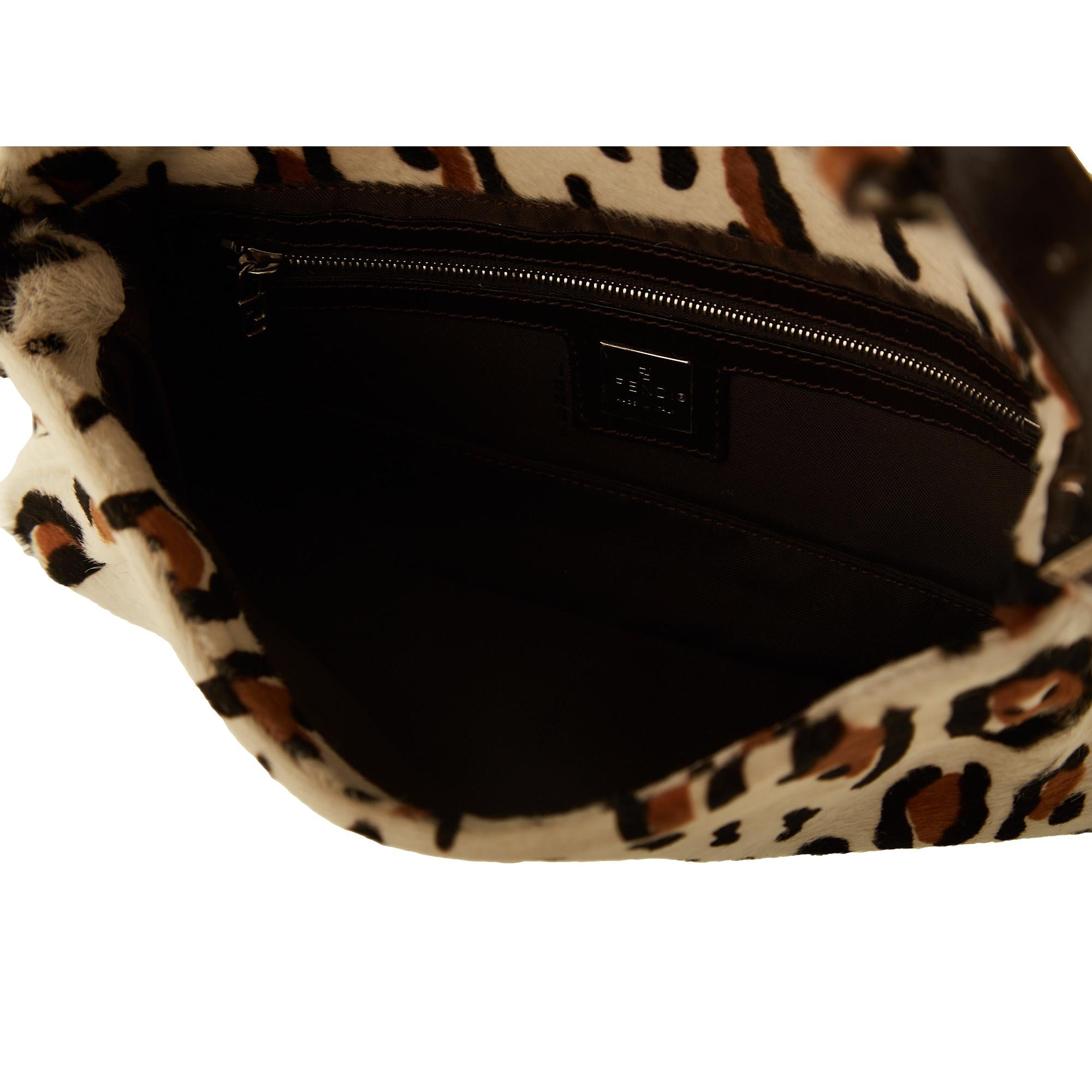 Fendi White Cheetah Baguette Bag