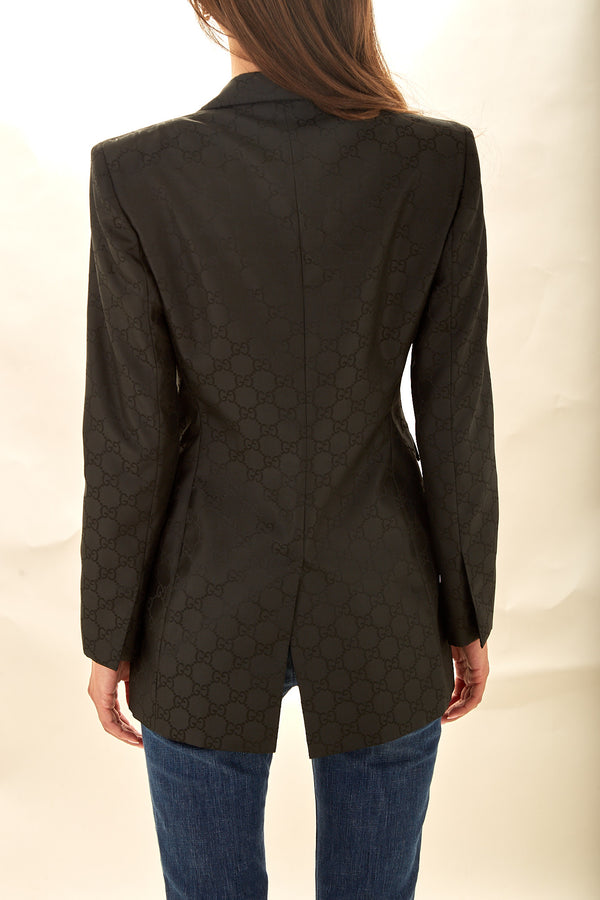 Gucci Black Monogram Jacquard Blazer