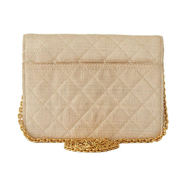 Chanel Mini Beige Canvas Flap Bag