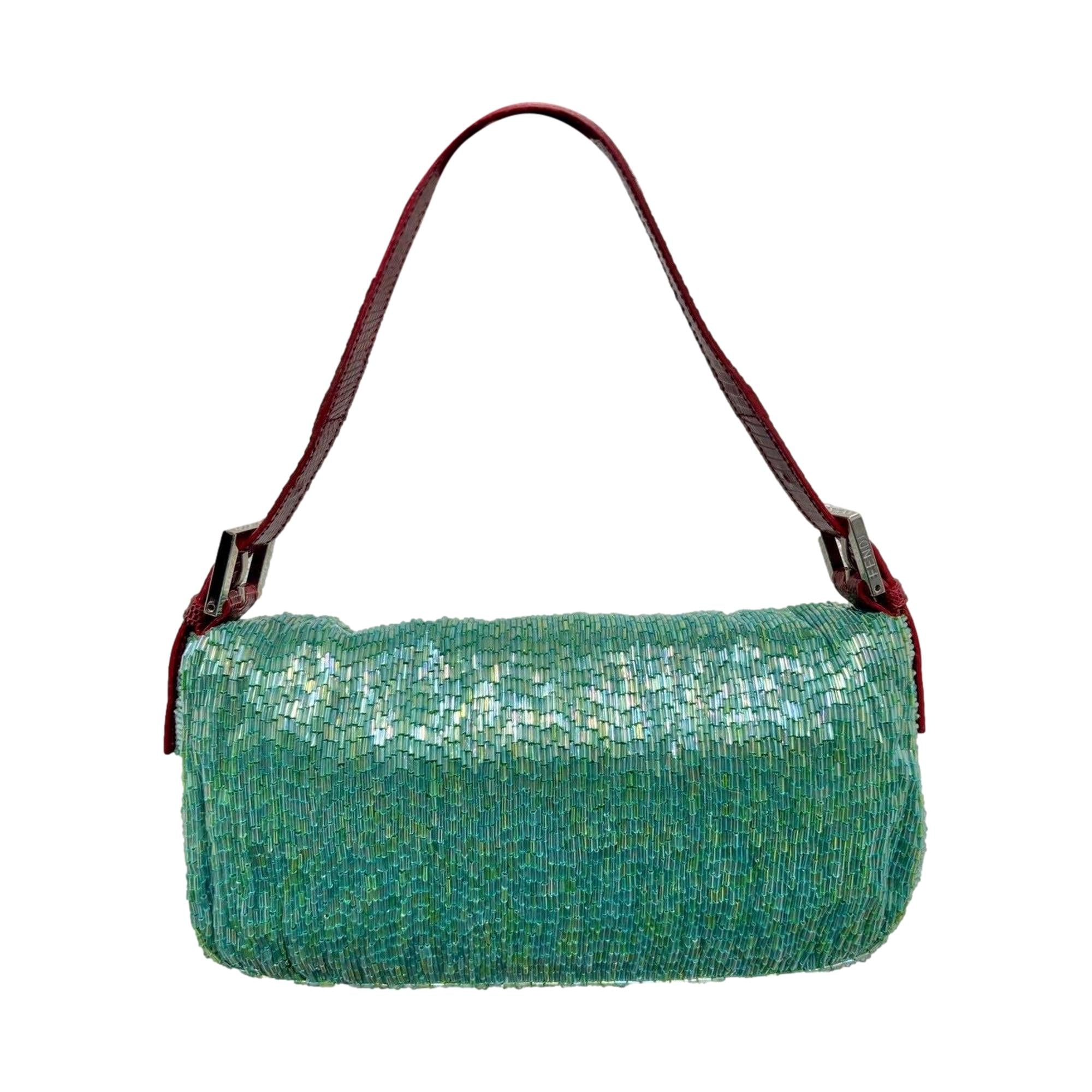 Fendi Green Beaded Baguette