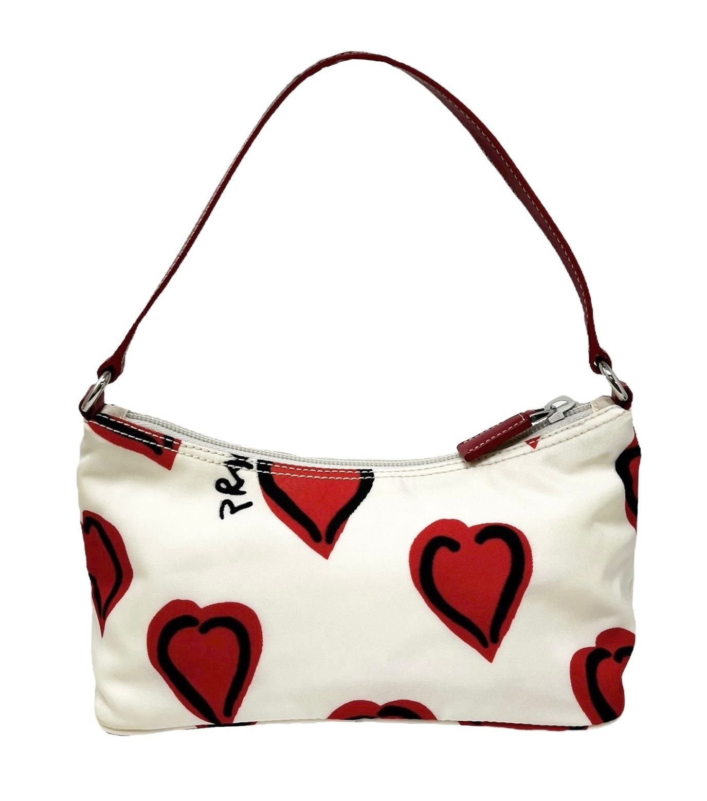 Prada White Heart Nylon Shoulder Bag