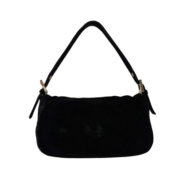 Fendi Black Velvet Fringe Baguette