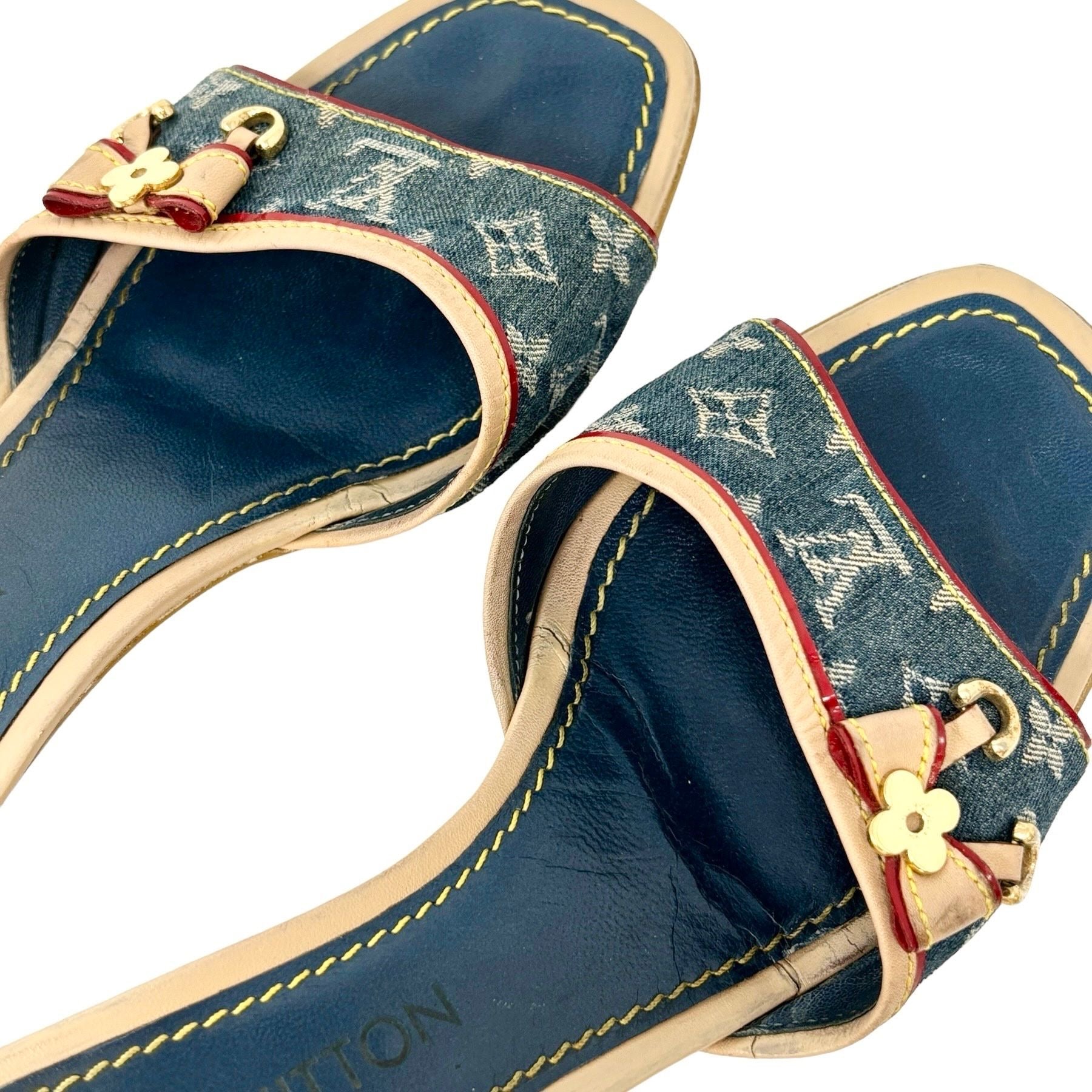 Louis Vuitton Blue Denim Kitten Heels