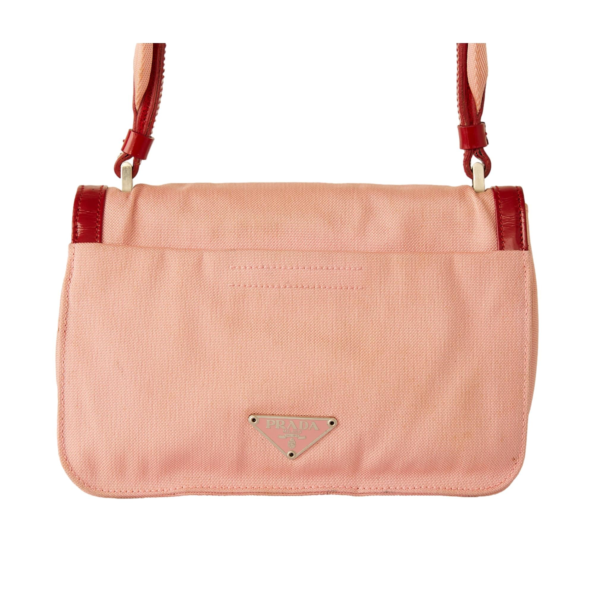 Prada Pink + Red Canvas Bow Mini Bag