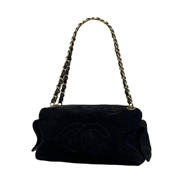 Chanel Black Suede Pocket Shoulder Bag