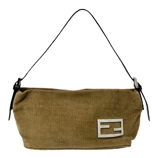 Fendi Tan Corduroy Mini Shoulder Bag