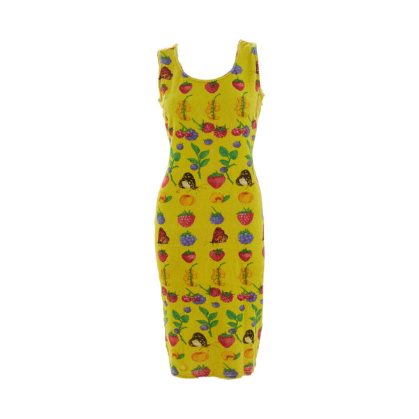 Versace Yellow Terrycloth Fruit Print Dress