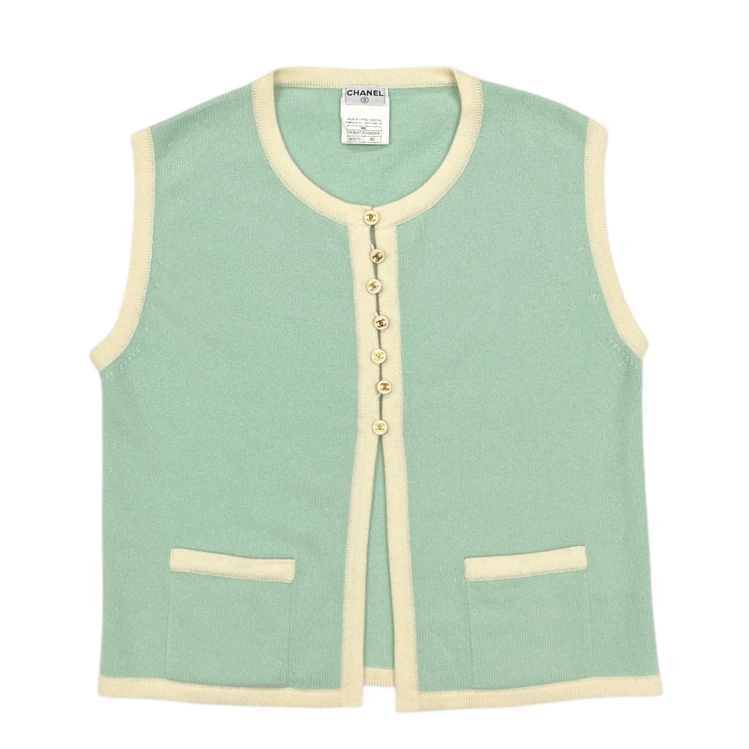 Chanel Turquoise Cashmere Logo Tank