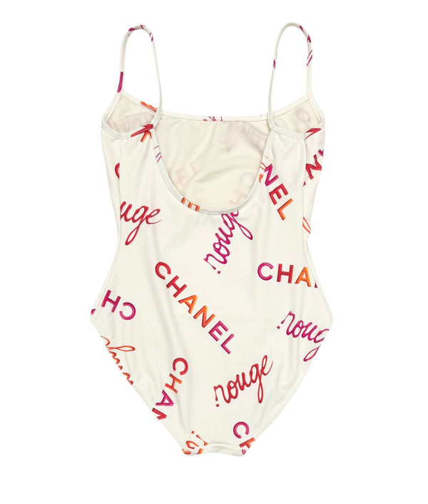 Chanel White 'Rouge' Print One Piece