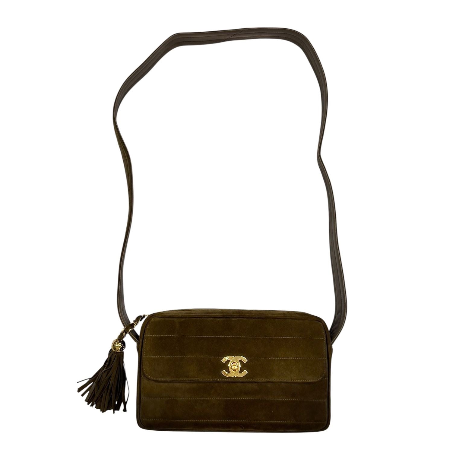 Chanel Brown Suede Square Quilted Bag