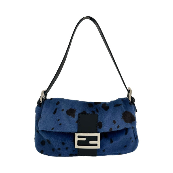 Fendi Blue Dalmatian Print Baguette Bag