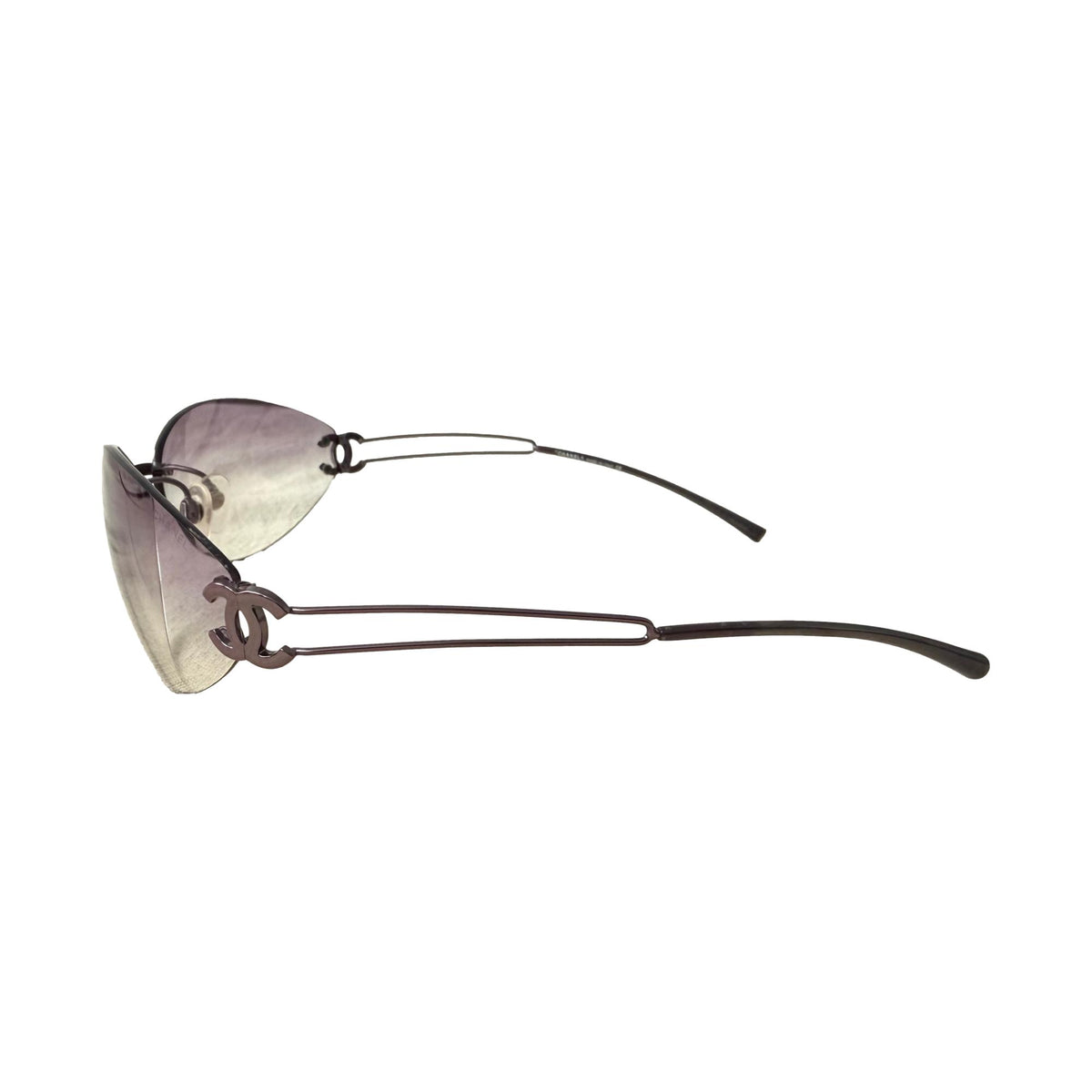 Chanel Purple Rimless Side Logo Sunglasses