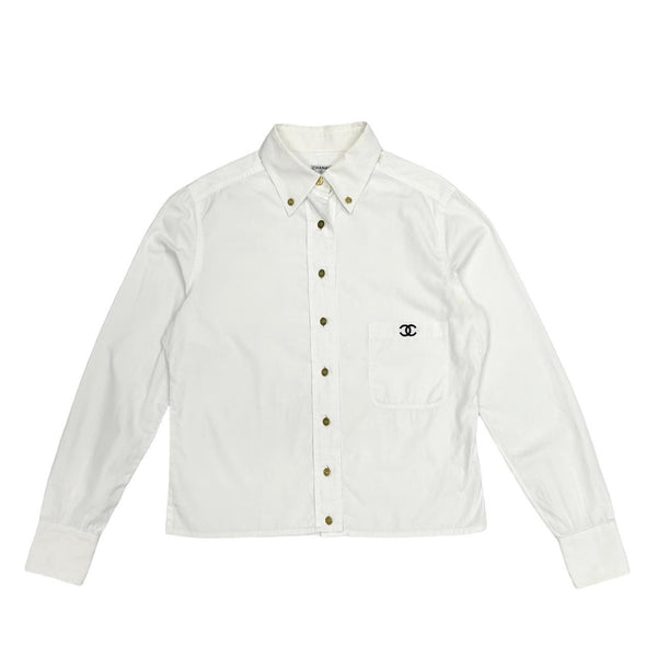 Chanel White Logo Button Down