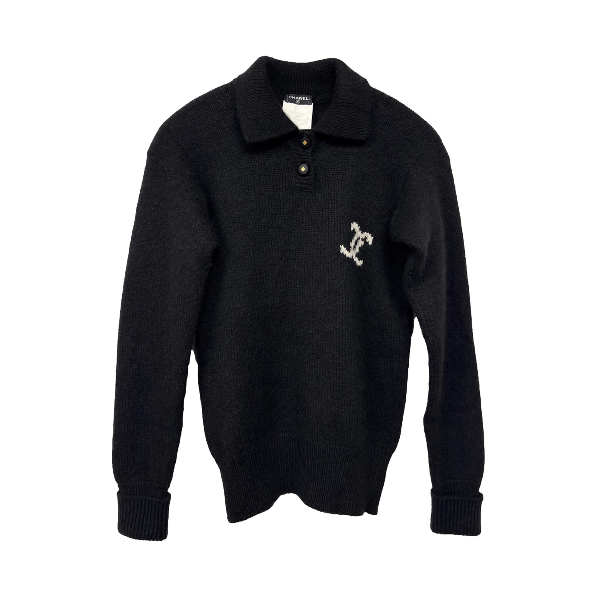 Chanel Black Pullover Logo Sweater