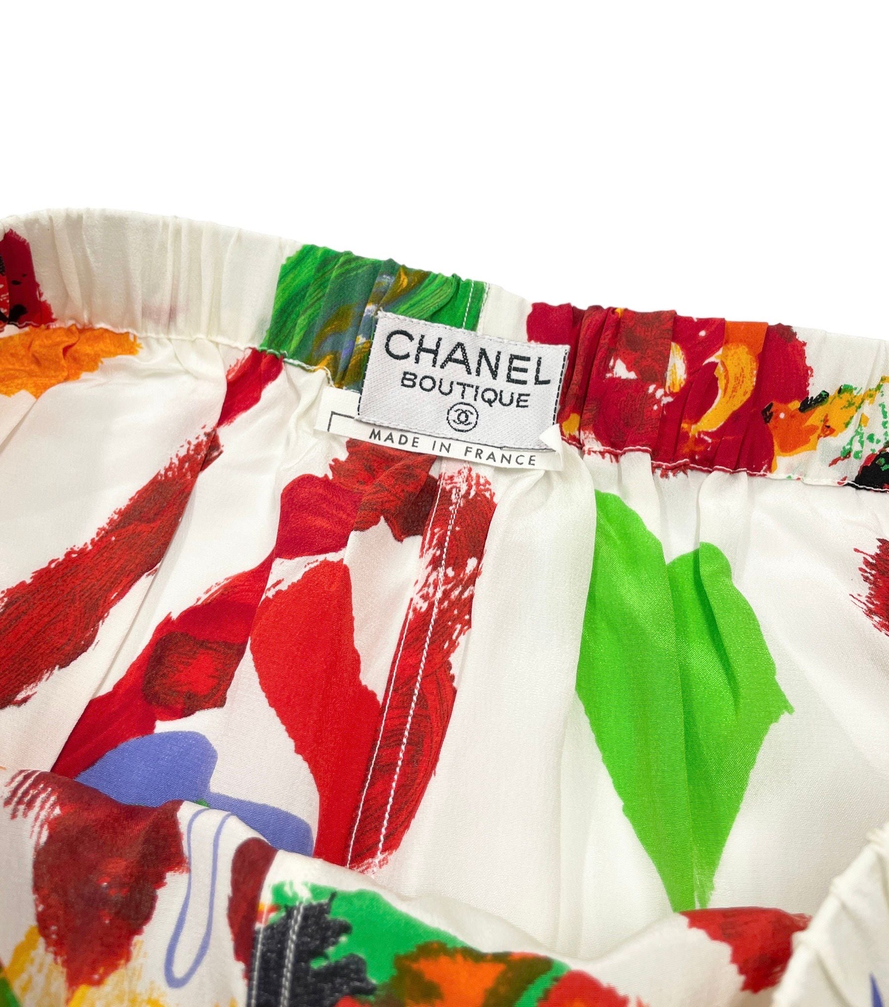 Chanel Floral Logo Silk Shorts