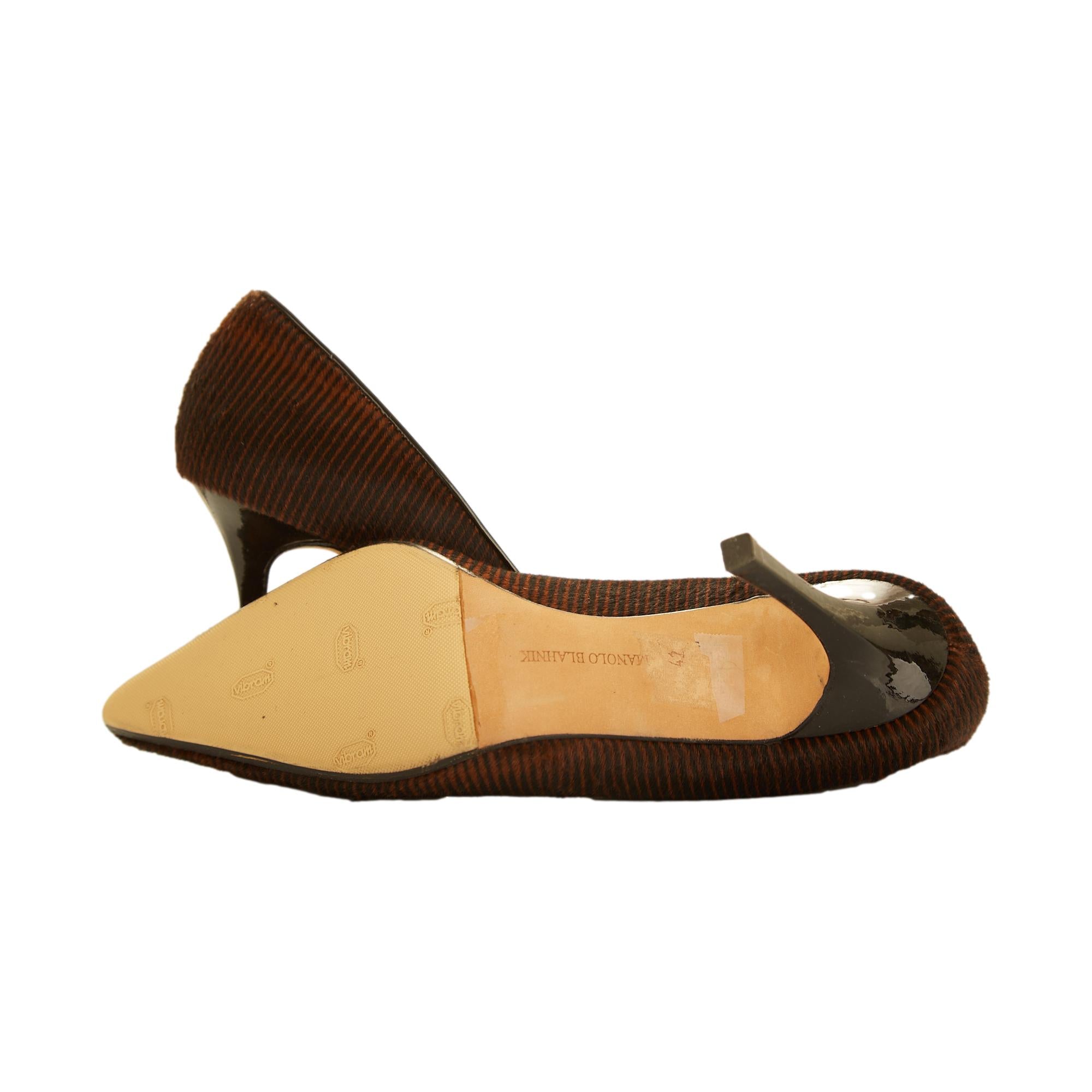Manolo Blahnik Striped Calf-hair Heels