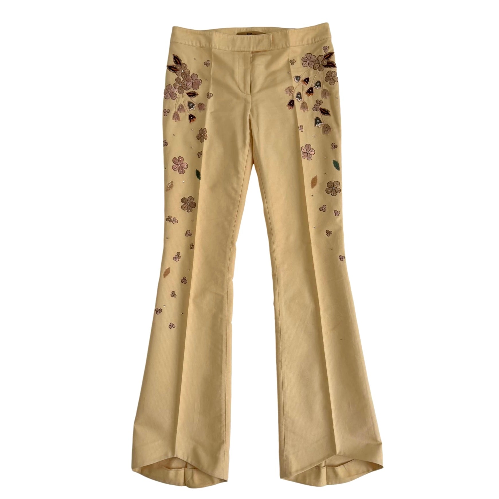 Galliano Yellow Floral Flared Bottoms