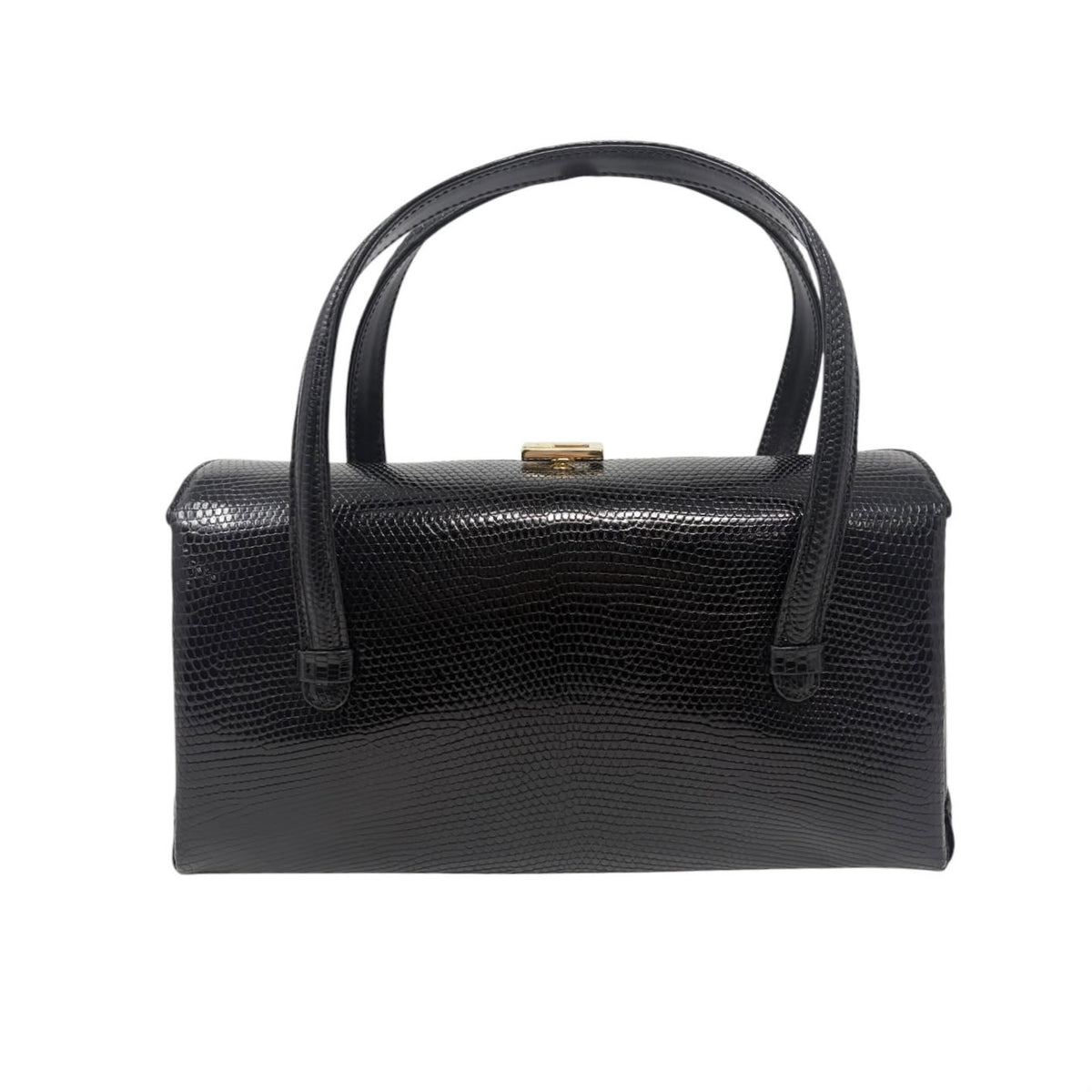 Gucci Black Snakeskin Top Handle Bag