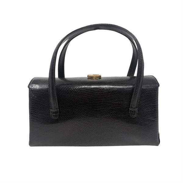Gucci Black Snakeskin Top Handle Bag