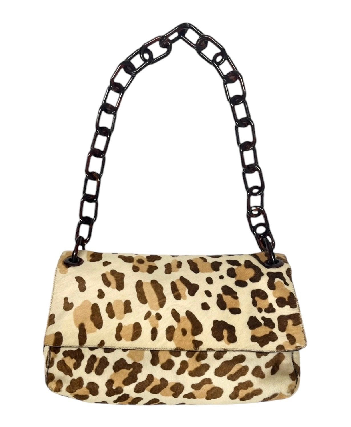 Prada Leopard Print Calf-Hair Shoulder Bag