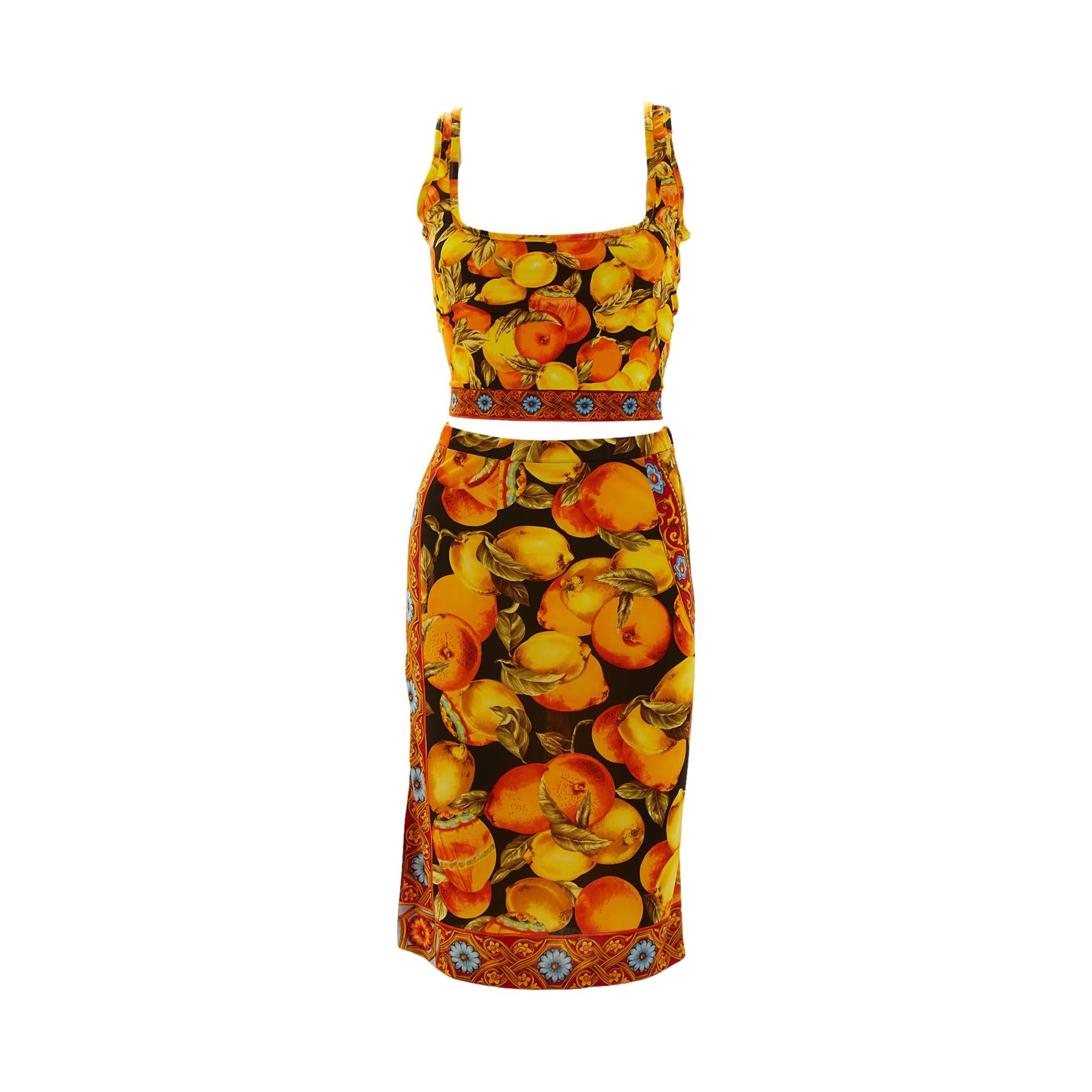 Dolce & Gabbana Fruit Print Cropped Skirt Set