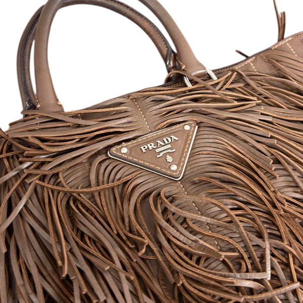 Prada Brown Fringe Leather Shoulder Bag