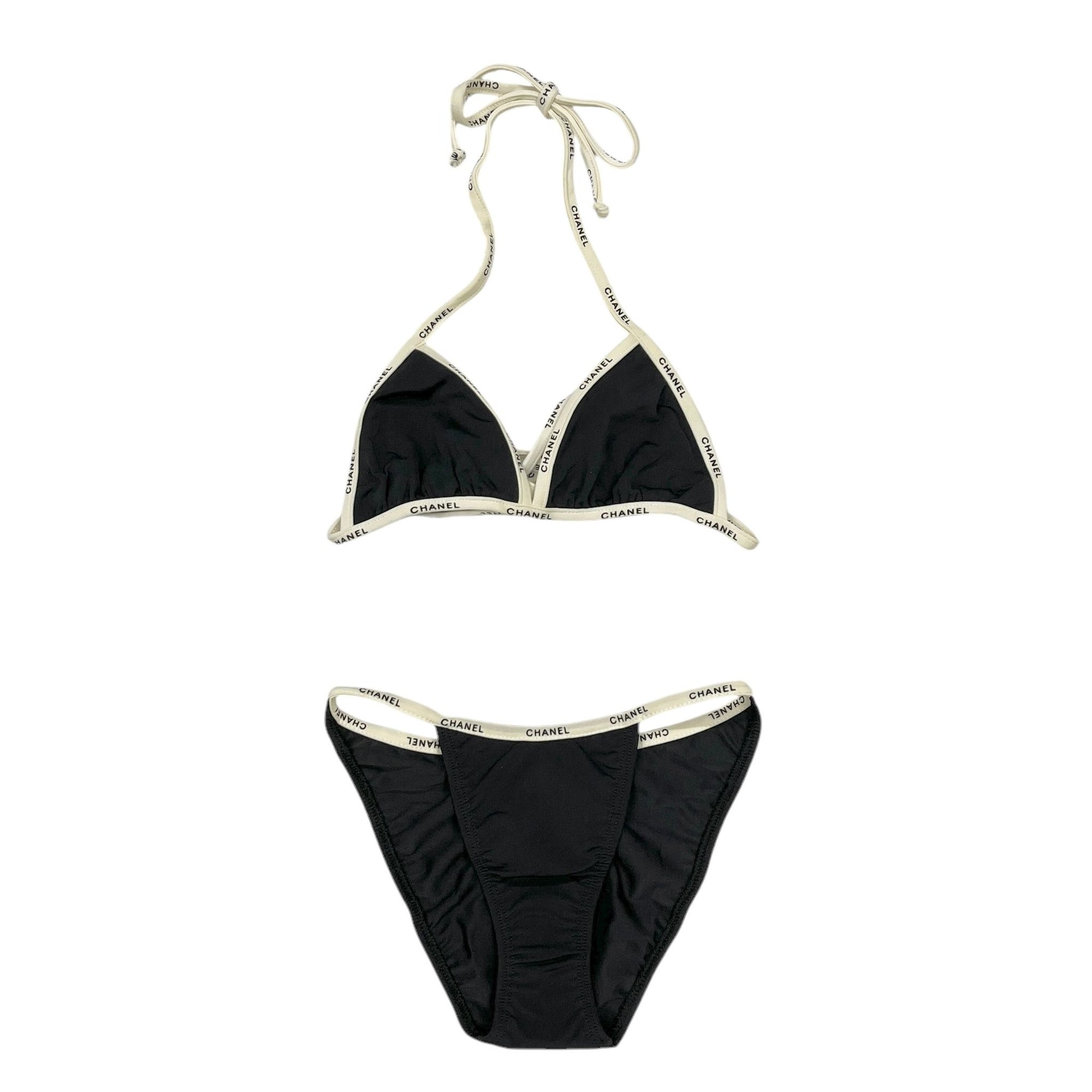 Chanel Black Logo Trim Bikini