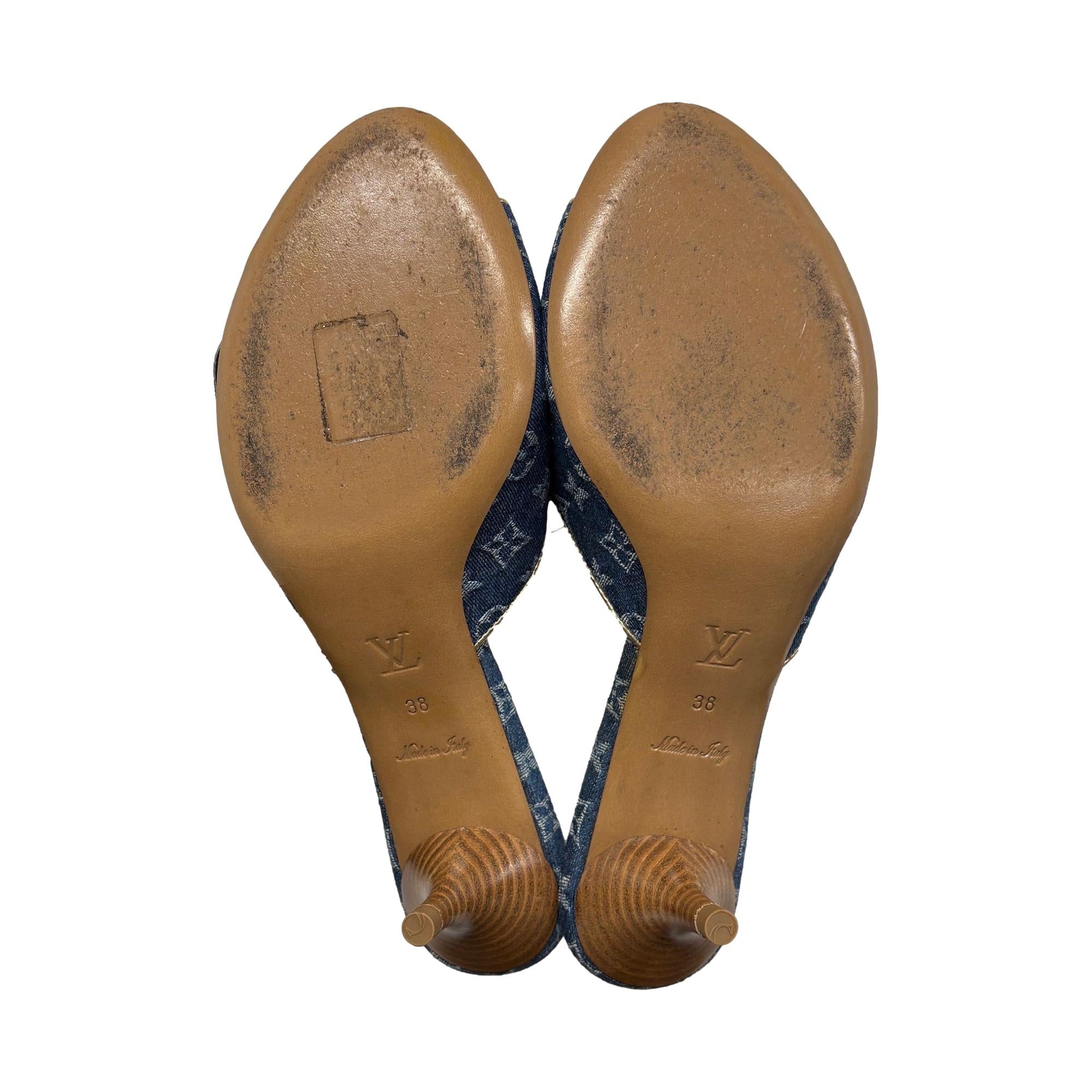 Louis Vuitton Blue Denim Kitten Heels