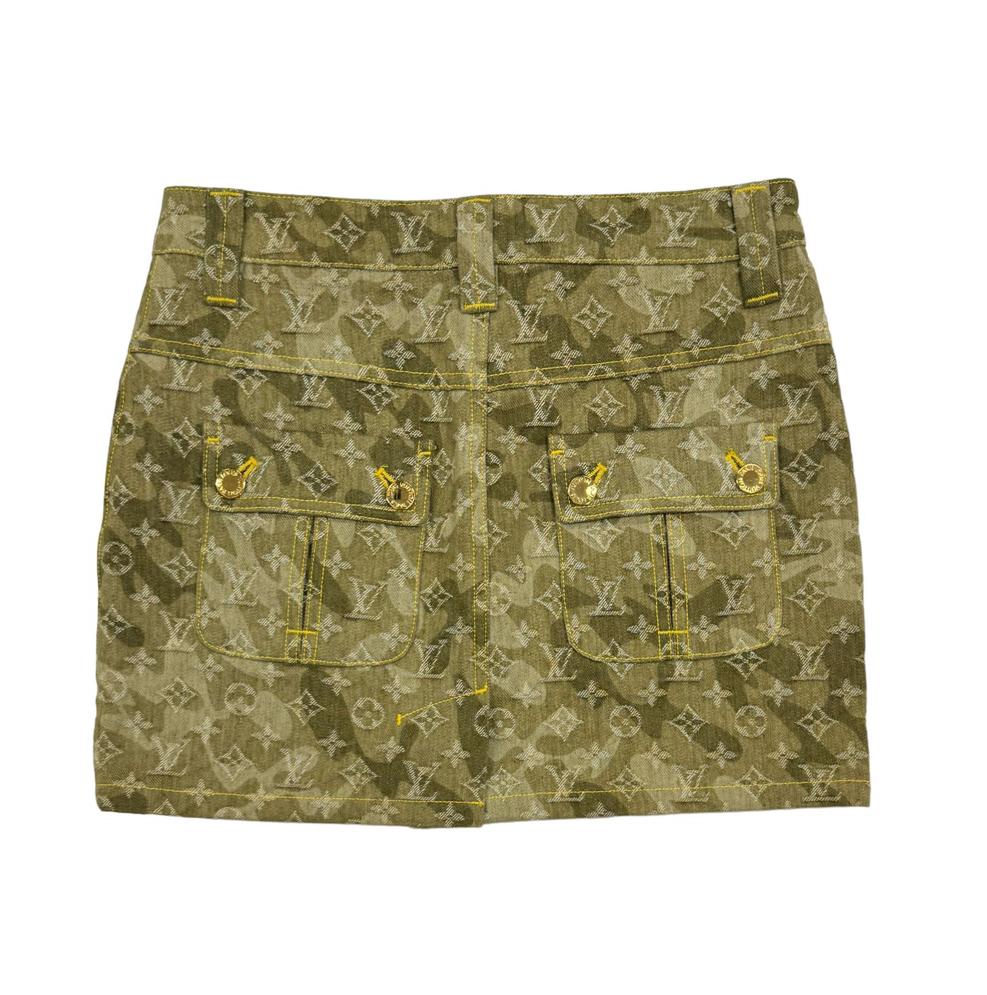 Louis Vuitton Green Denim Mini Skirt