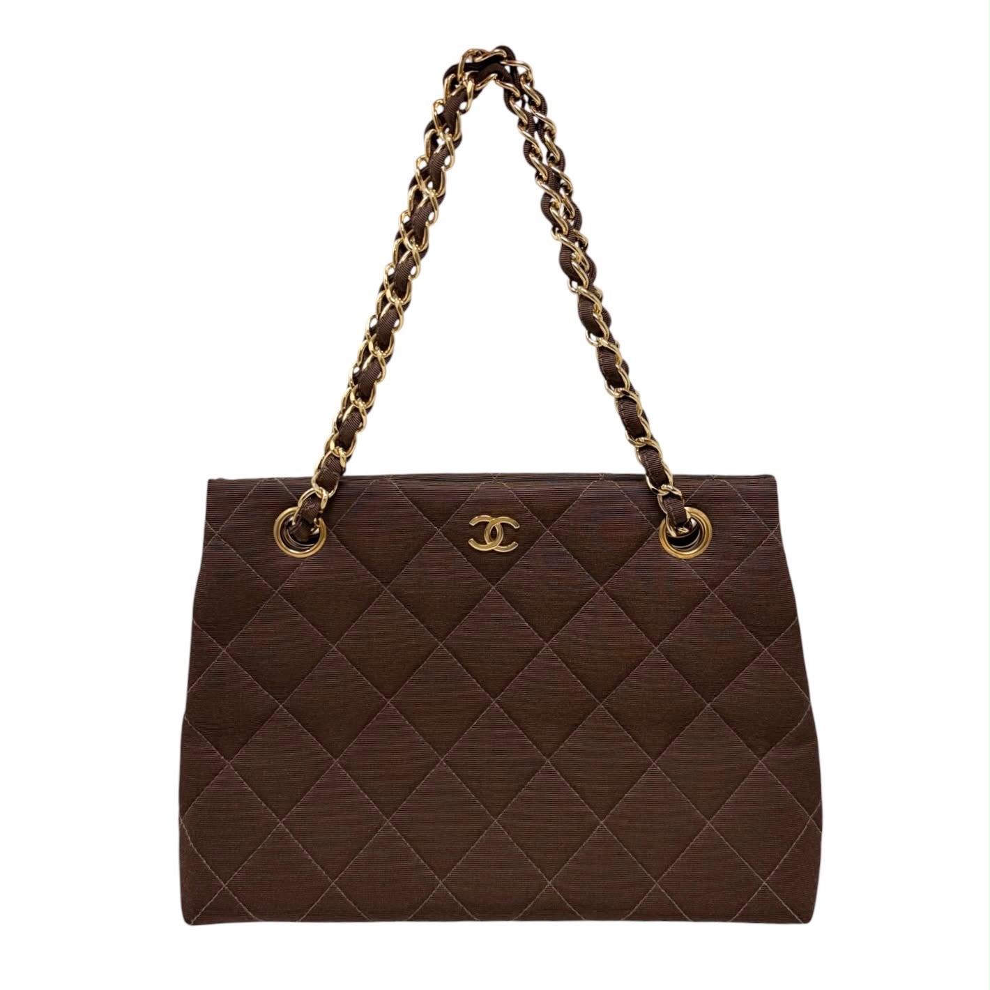 Chanel Brown Grossgrain Chain Shoulder Bag